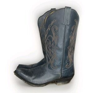 Smoky Mountain Cowboy Western 8.5 blue Leather Orange Stich Pointed  Snip Toe